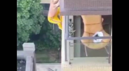 Muay Thai fighter falls from building.