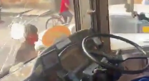 DTC Bus pelted by goons