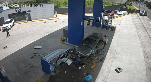 car crashes into gas station, intentional or accidental ?