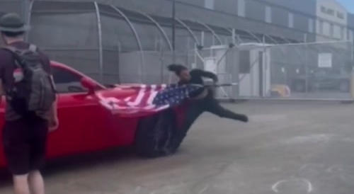 ICE Hating Girl gets Hit By ICE Working car