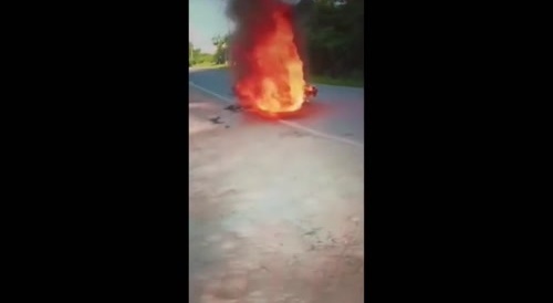 Bike Crash Leads To Human BBQ