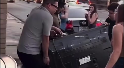Spiteful Latina Runs over Man's Expensive TV - never trust them Beetches