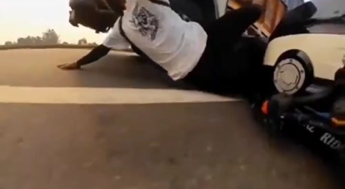 Bike rider's stunt failed