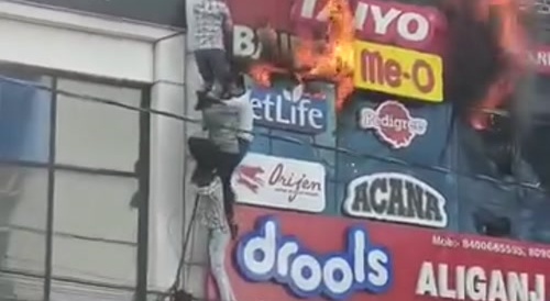 Building on fire