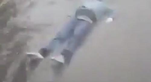 Body floating on the street