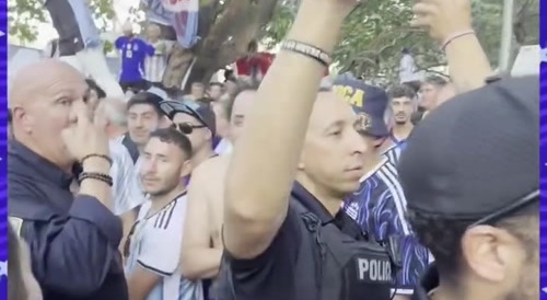 US police join the celebration.