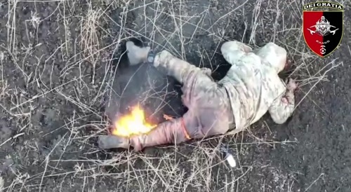 The disposal of an african mercenary of the russian army.