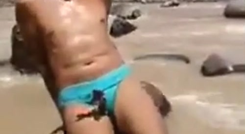 He caught a crab with his penis