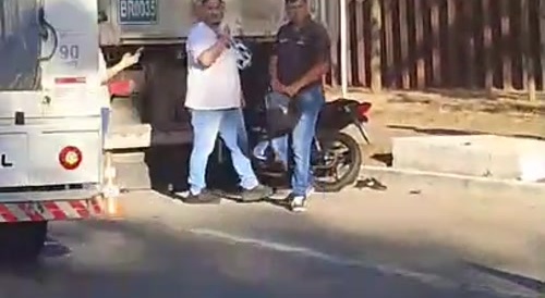 Biker Hits the Back of a Parked Truck