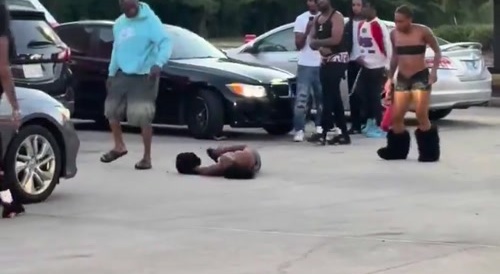 6am Ghetto Fight - on their way to work at NASA