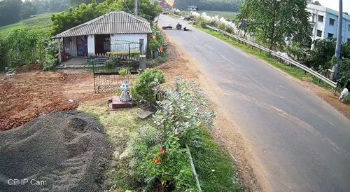 two motorcyclists play chicken