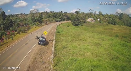 out of control car obliterates a motorcyclist