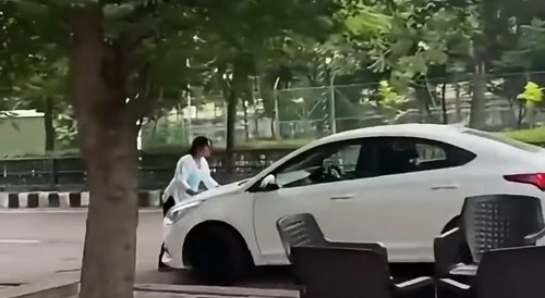 Indian Tesla Crushes Lady