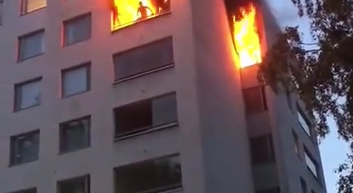 Crisp man jumps from burning window