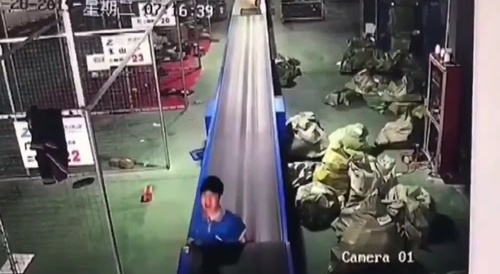 Conveyor Belt Eats Worker
