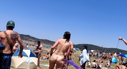 Pawg brunette hula hooping naked at festival