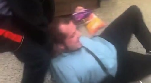 Homeless Man Fights Wimpy White Boy