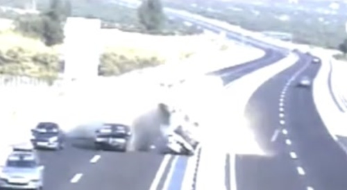 Incredible Collision Behind the Tunnel