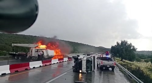 a fiery crash on a Mexican highway